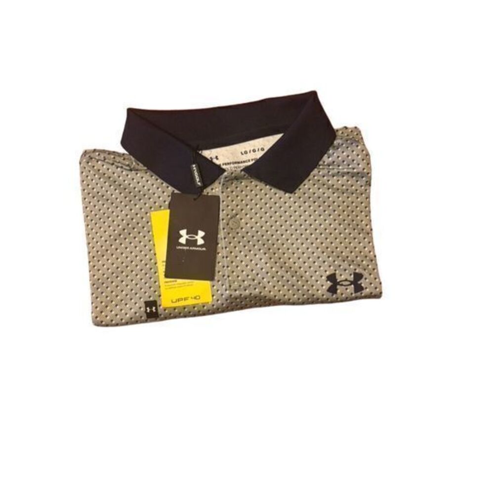 Under Armour Performance 3.0 Polo Men's  Navy/Green Printed Golf Shirt - Large